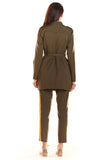 Military Style Jacket with Pockets and Belted Waist