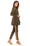 Military Style Jacket with Pockets and Belted Waist