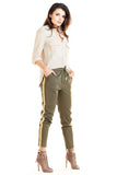 Casual Trousers with Pockets and Decorative Stripes