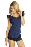 Elegant Viscose Lace Trimmed 2-Piece Set