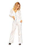 Elegant Satin Pyjamas with Leopard Stripe Details