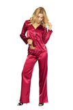 Elegant Satin Pyjamas with Leopard Stripes and Pocket