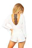 Lace-Back Blouse & Overlapping Shorts Two-Piece Set