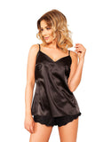 Elegant Satin & Lace Two-Piece Chemise and Shorts Set