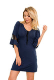 Elegant Viscose Slip with Flared Sleeves and Tulle Bow