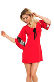 Elegant Viscose Slip with Flared Sleeves and Tulle Bow