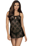 Lace Nightgown with Thong and Satin Bow Back Detail