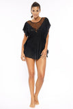Black Lace-Trim Tunic with Adjustable Frill Sides