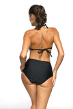 Chic High-Waisted Swimsuit with African Motifs & Shine