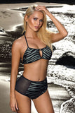 African-Inspired High-Waisted Swimsuit with Padded Bra