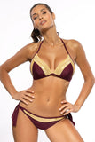 Tropical Push-Up Bikini Swimsuit with Gold Accents