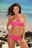 Feminine Glittering Bardot Swimsuit with Elegant Touch