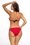 Elegant Bardot Push-Up Swimsuit with Glittering Detail
