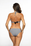 Elegant Bardot Swimsuit with Glittering Accent and Straps