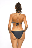 Trendy Push-Up Bikini with Bold Patterns and Gold Accents