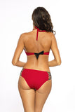 Feminine Bandeau Swimsuit with Push-Up and Gold Accents