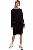 Sporty Pencil Skirt with Stripes and Slit Detail