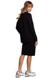 Sporty Pencil Skirt with Stripes and Slit Detail