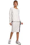 Sporty Pencil Skirt with Stripes and Slit Detail