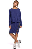 Sporty Pencil Skirt with Stripes and Slit Detail