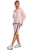 Sporty Pencil Skirt with Stripes and Slit Detail