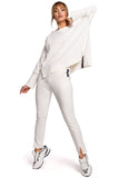 Trendy Straight Leg Trousers with Slits and Topstitching