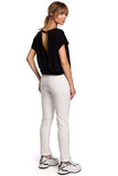 Trendy Straight Leg Trousers with Slits and Topstitching