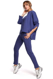 Trendy Straight Leg Trousers with Front Slits and Topstitching