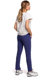 Trendy Straight Leg Trousers with Front Slits and Topstitching