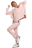 Trendy Straight Leg Trousers with Front Slits and Topstitching