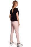 Trendy Straight Leg Trousers with Front Slits and Topstitching
