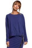 Asymmetrical Sweatshirt with Decorative Logo Piping