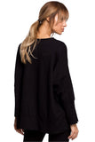 Loose-Fitting High Slit Sweatshirt with Decorative Piping