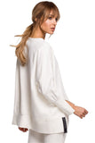 Mismatched Sweatshirt with High Slits and Decorative Piping