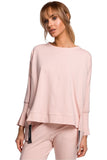 Unique Mismatched Sweatshirt with High Slits & Piping