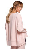 Unique Mismatched Sweatshirt with High Slits & Piping