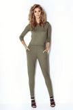 Elegant Knitwear Overalls with Funnel Neckline and Pockets