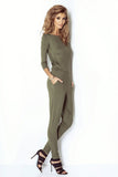 Elegant Knitwear Overalls with Funnel Neckline and Pockets