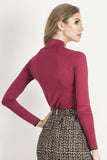 Elegant Turtleneck Blouse with Lace Sleeves