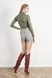 Elegant Turtleneck Blouse with Lace Sleeves