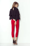 Elegant Ruffled Blouse with Silver Button Details