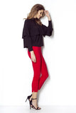 Elegant Ruffled Blouse with Silver Button Details