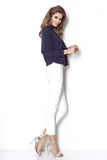 Elegant Ruffled Blouse with Silver Button Details