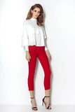 Elegant Ruffled Blouse with Silver Button Details