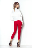 Elegant Ruffled Blouse with Silver Button Details
