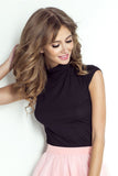 Elegant Lace-Trimmed Stand-Up Collar Blouse