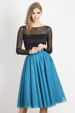 Elegant Two-Layer Tulle Skirt with Fabric Waist Belt