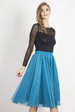 Elegant Two-Layer Tulle Skirt with Fabric Waist Belt
