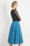 Elegant Two-Layer Tulle Skirt with Fabric Waist Belt