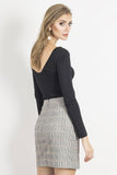 High-Waisted Stretchy Plaid Short Skirt with Zip Back